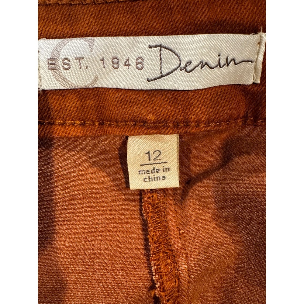 Cato C Denim Est 1946 Womens Size 12 Rust Button Front Midi Skirt Boho Western - Picture 5 of 5